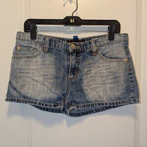 Dollhouse Low Rise Denim Mini Booty Shortie Embroidery Jean Shorts Juniors Retro